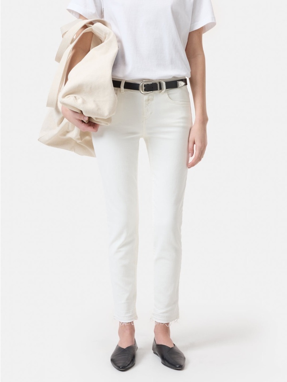 NWT CLOSED Jeans Baker Skinny Low Waist Cropped Leg Size 28 Ivory Made in Italy